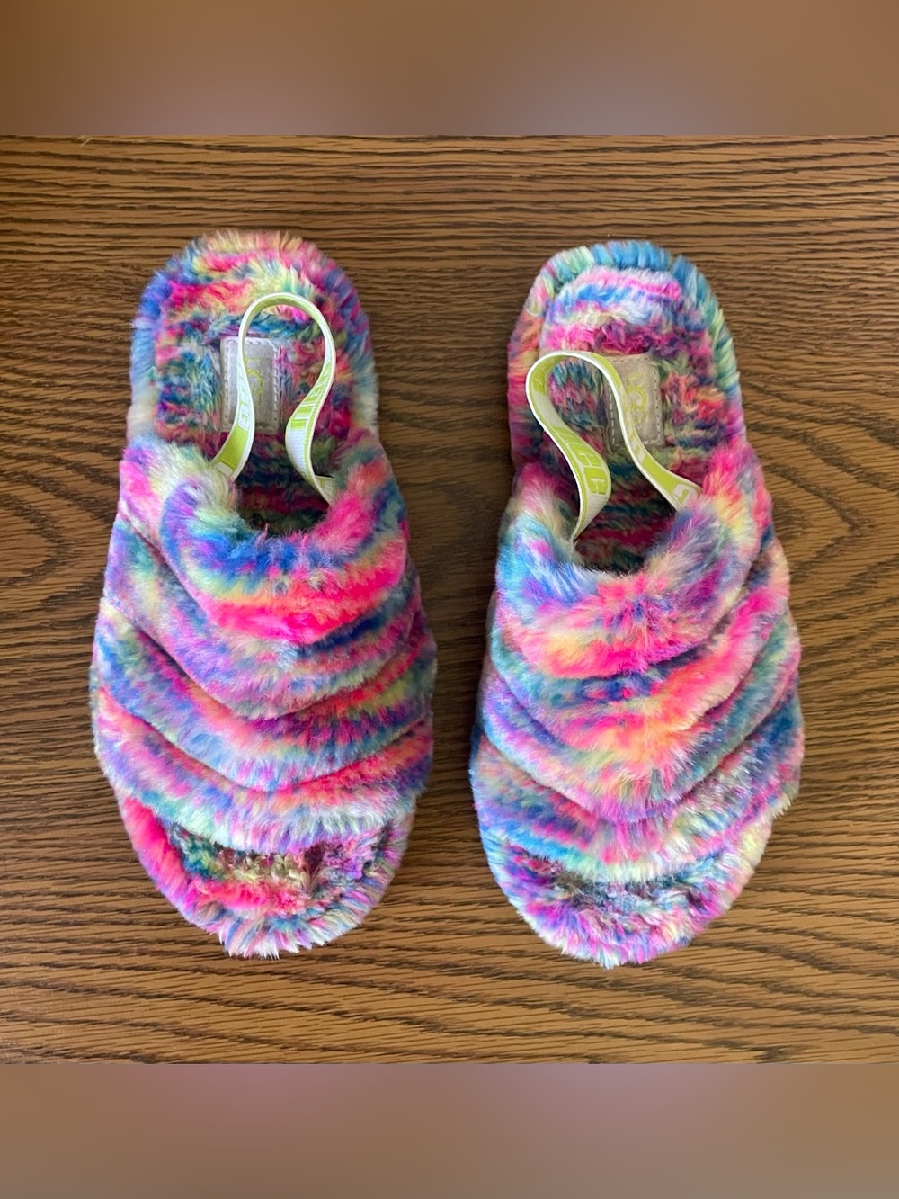 UGG Multicolor Rainbow Fuzz Slippers